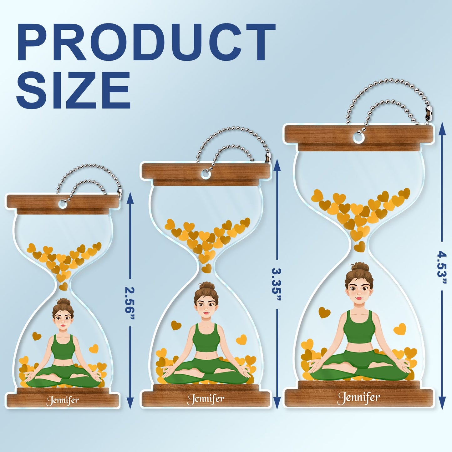 Personalized Yoga Car Hanger - Custom Zen Hourglass Charm Gift for Her.