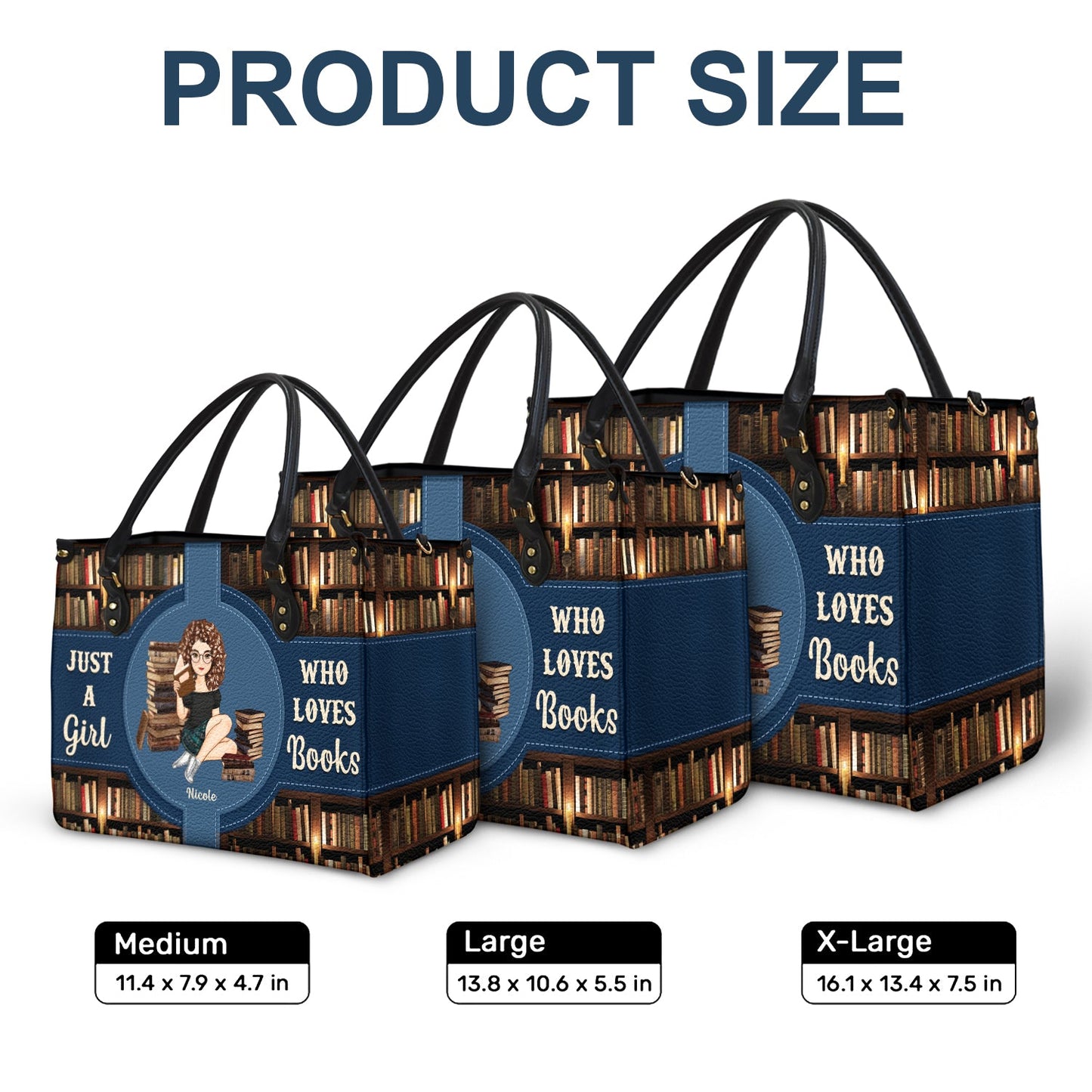 Personalized "Just A Girl Who Loves Books" Leather Tote Bag for Readers