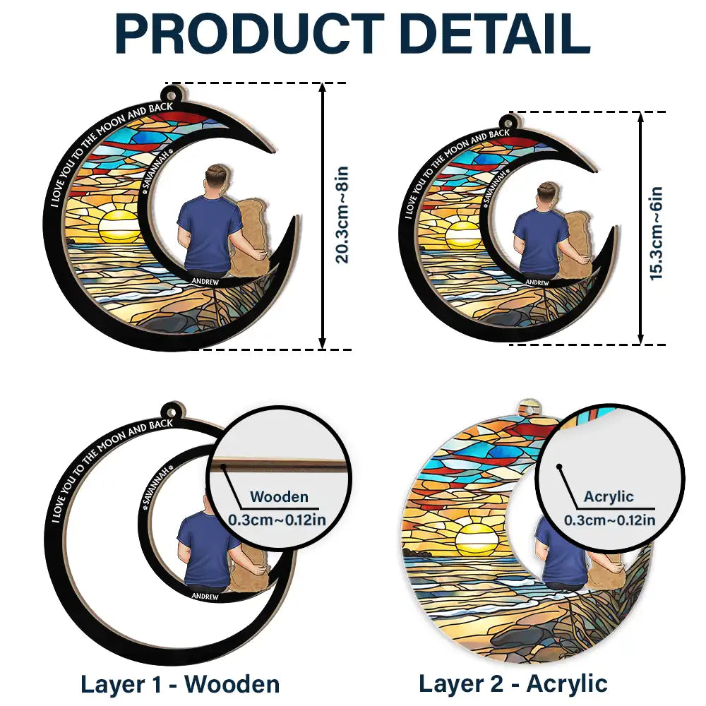 Personalized 'To The Moon' Dog Dad Suncatcher Ornament - Pet Lovers Gift