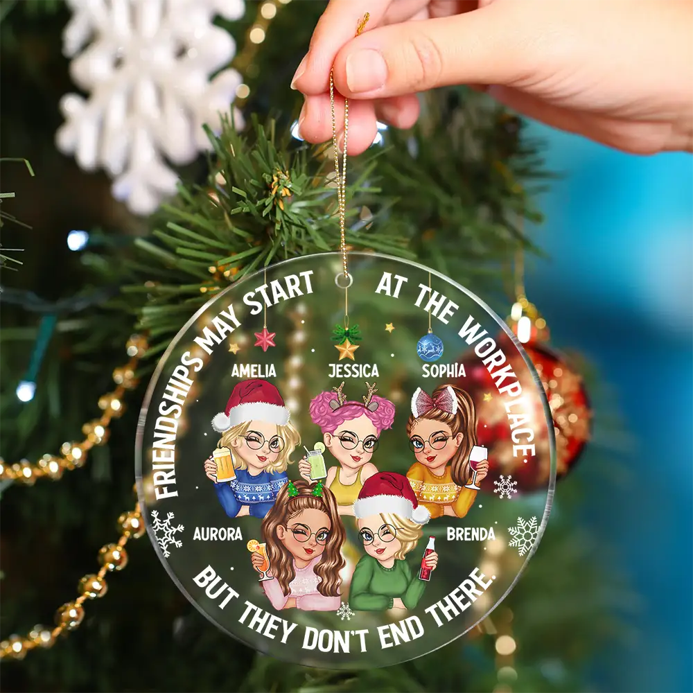 Heartfelt Personalized Ornament for Work Friends: 'Friendships Don't End There'