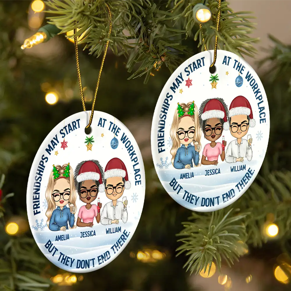 Personalized 'Workplace Friendships' Ceramic Christmas Ornament for Colleagues
