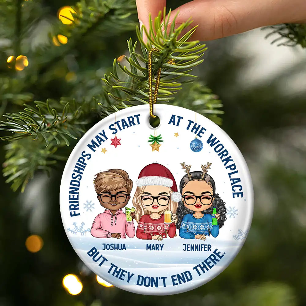 Personalized 'Workplace Friendships' Ceramic Christmas Ornament for Colleagues