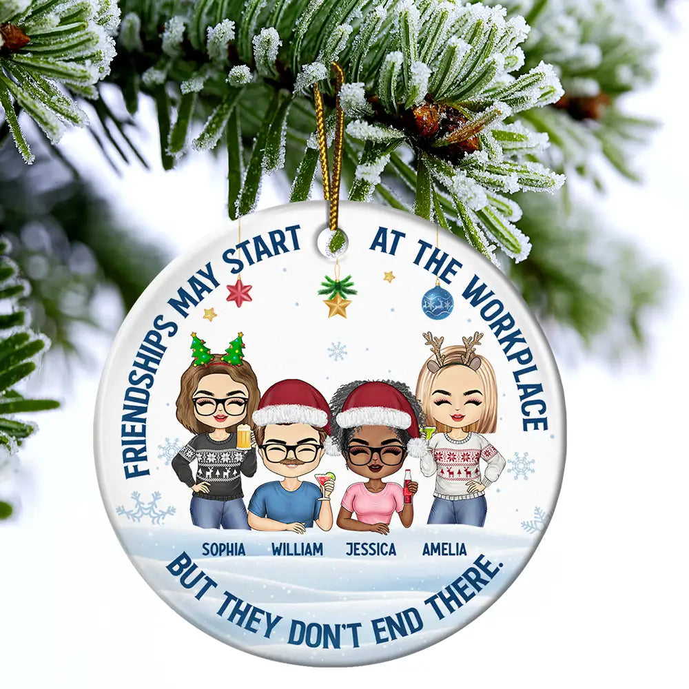 Personalized 'Workplace Friendships' Ceramic Christmas Ornament for Colleagues