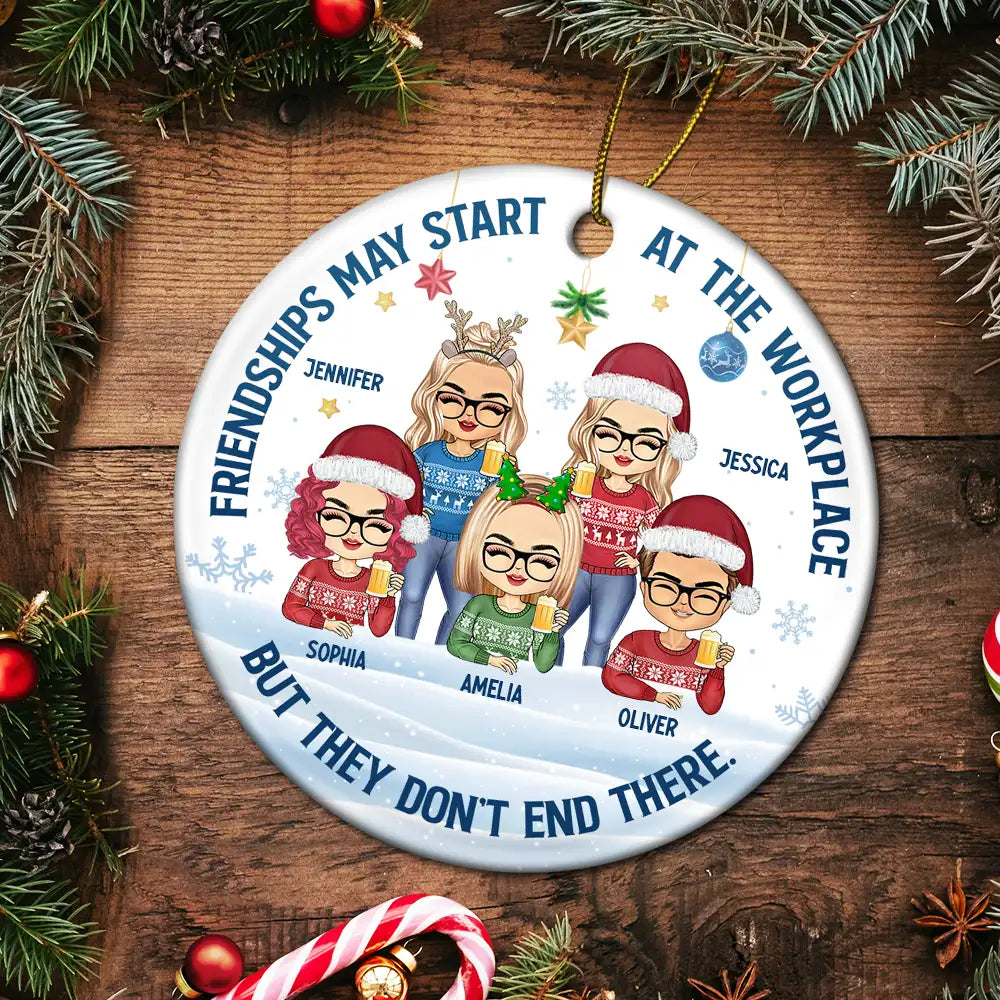 Personalized 'Workplace Friendships' Ceramic Christmas Ornament for Colleagues