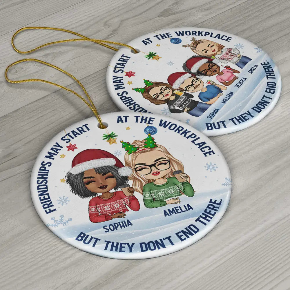 Personalized 'Workplace Friendships' Ceramic Christmas Ornament for Colleagues