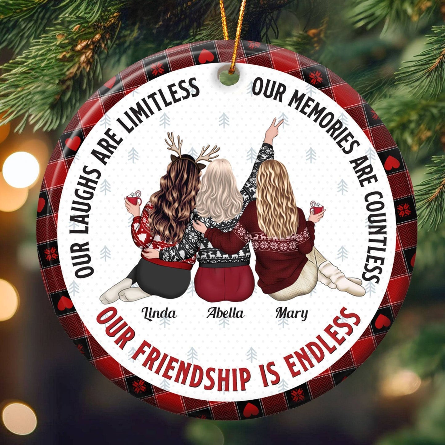 Heartfelt Personalized Best Friends Christmas Ceramic Ornament: Our Friendship Is Endless