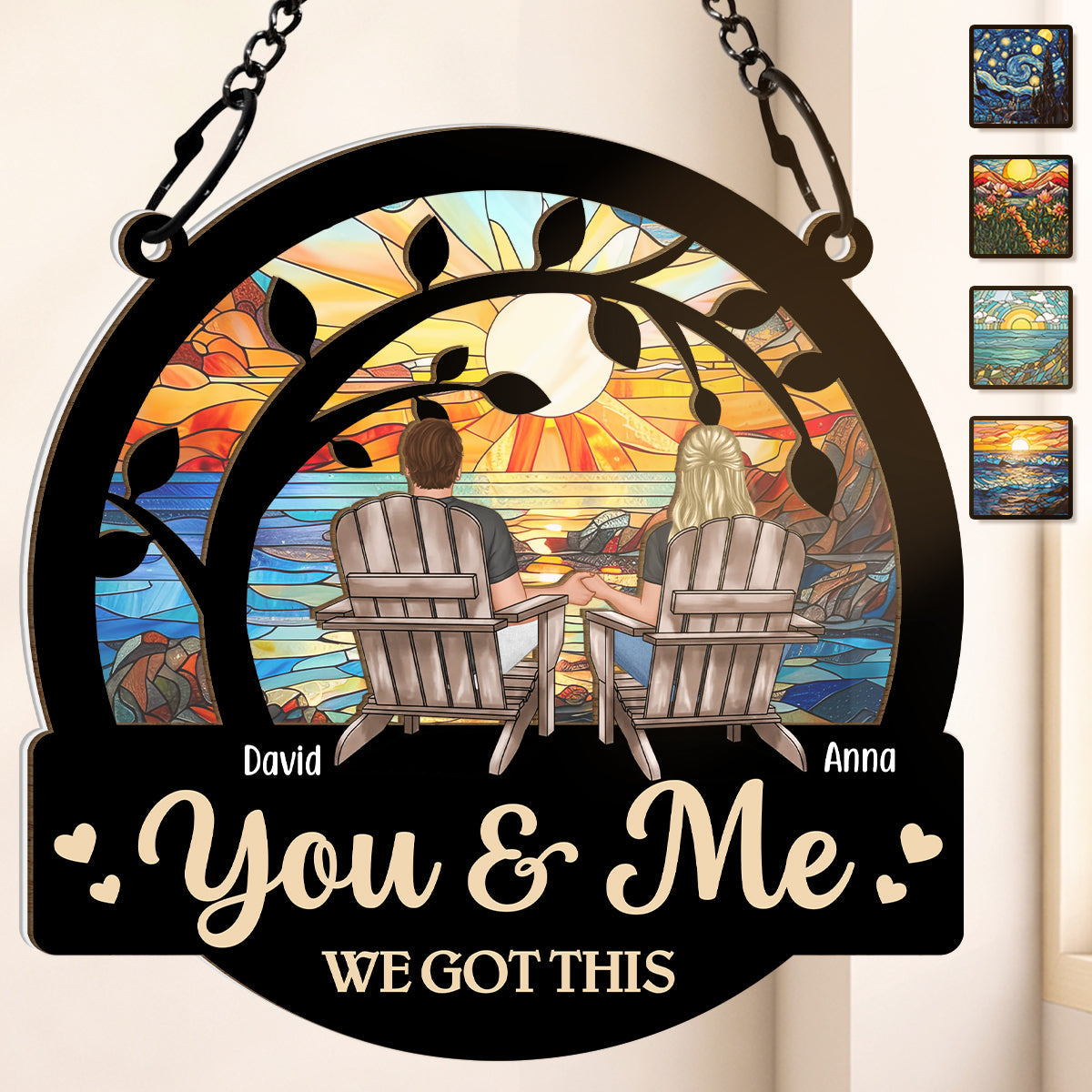 Personalized "You & Me We Got This" Couple Suncatcher Window Ornament