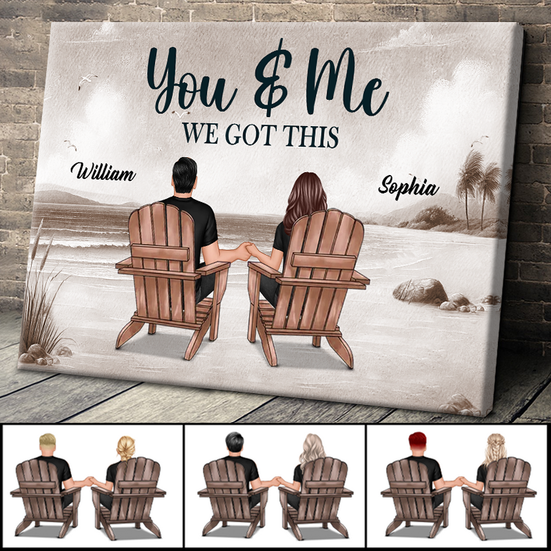 Heartfelt Personalized 'You & Me We Got This' Beach Couple Canvas Art