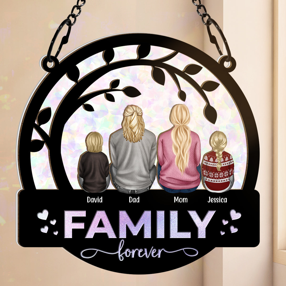 Personalized 'Family Forever' Suncatcher Ornament - Family Christmas Gift