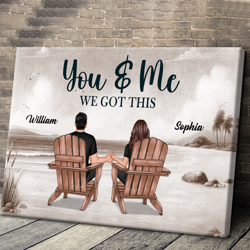 Heartfelt Personalized 'You & Me We Got This' Beach Couple Canvas Art