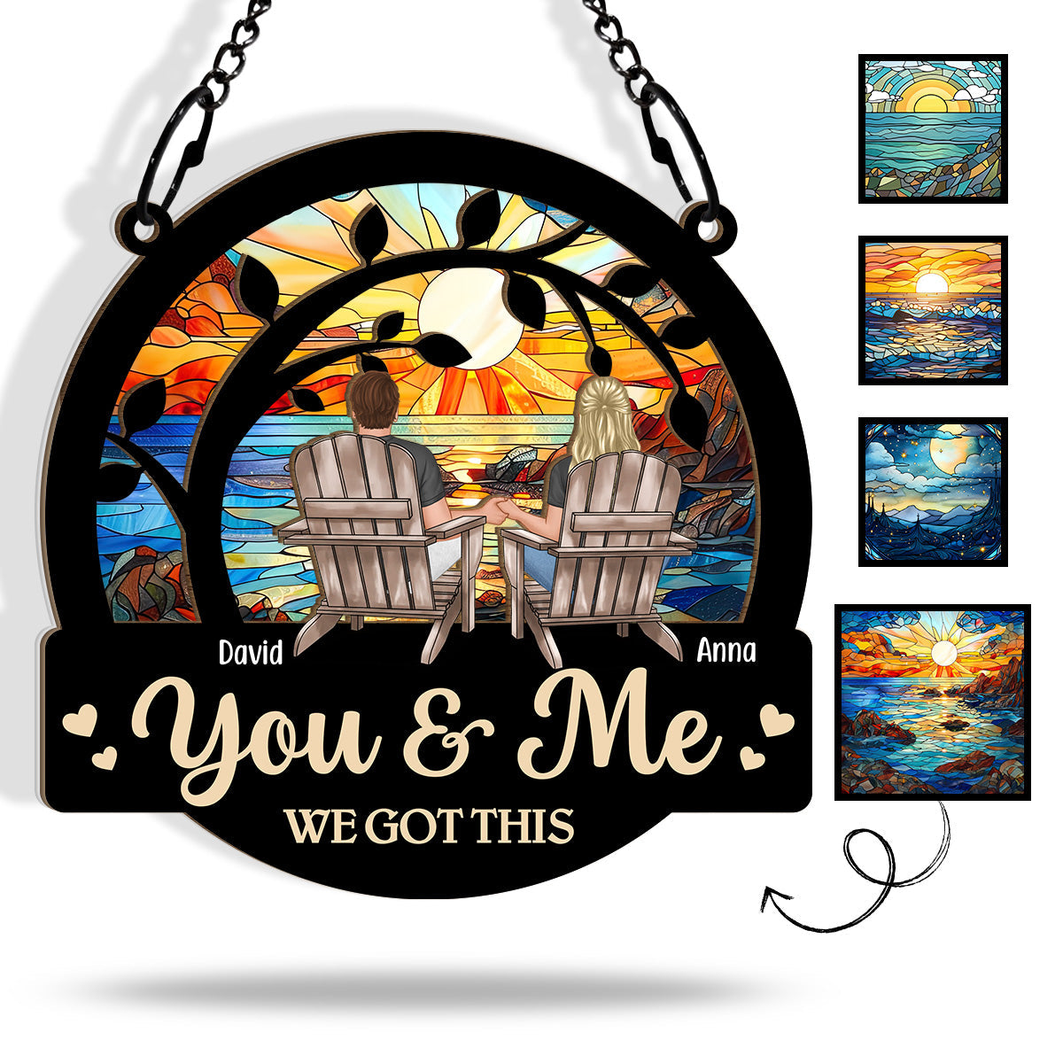 Personalized "You & Me We Got This" Couple Suncatcher Window Ornament