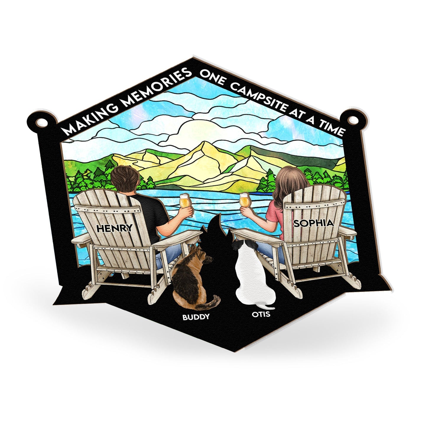 Personalized Camping Suncatcher for Couples & Dog Lovers - Making Memories