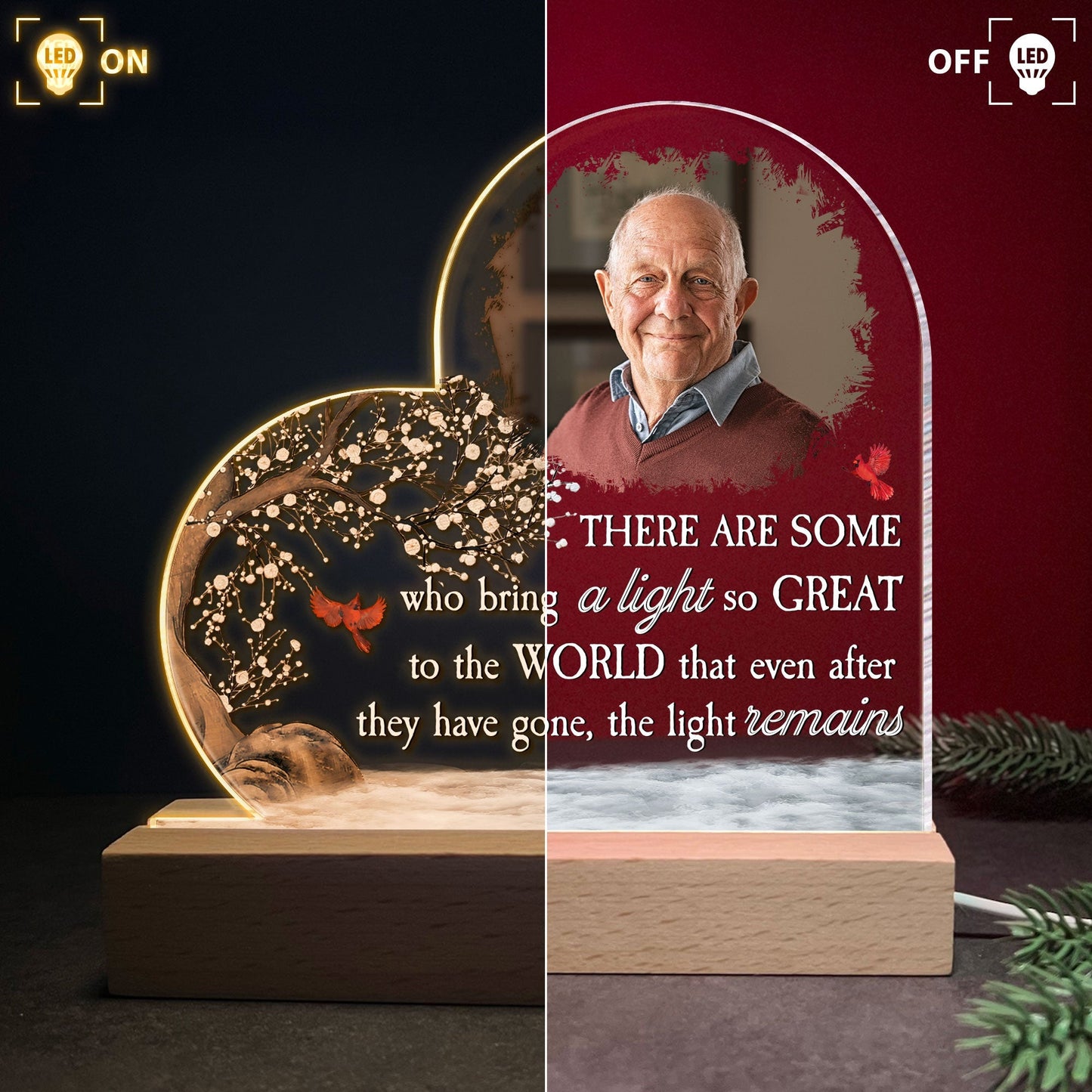 Personalized Memorial For Loved One Photo LED Night Light: Their Light Remains