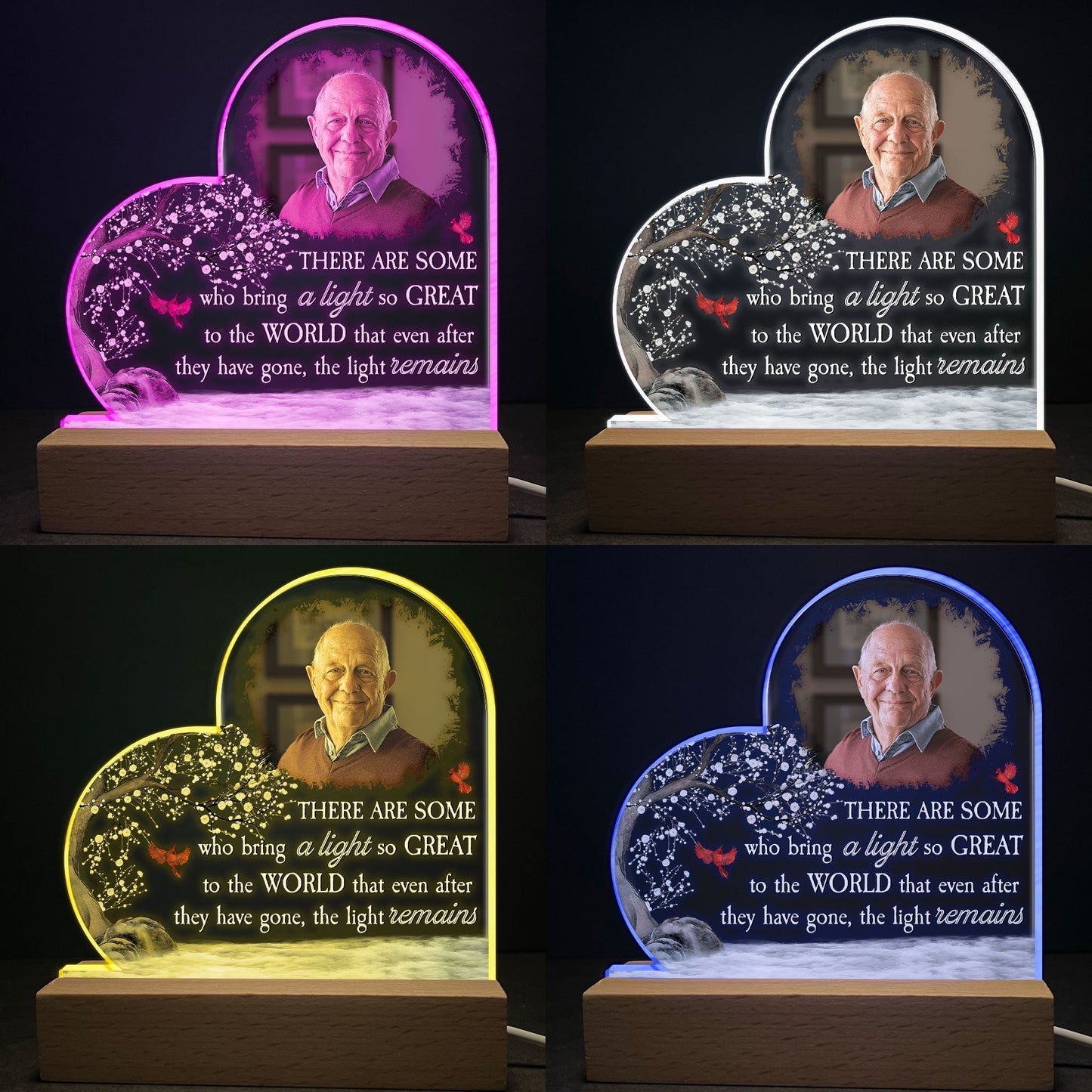 Personalized Memorial For Loved One Photo LED Night Light: Their Light Remains