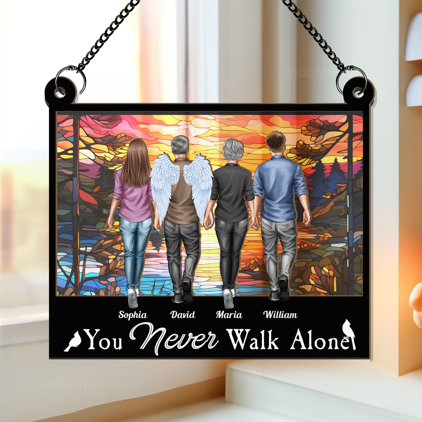 Personalized Memorial For Loved One Suncatcher: "You Never Walk Alone" Family Keepsake