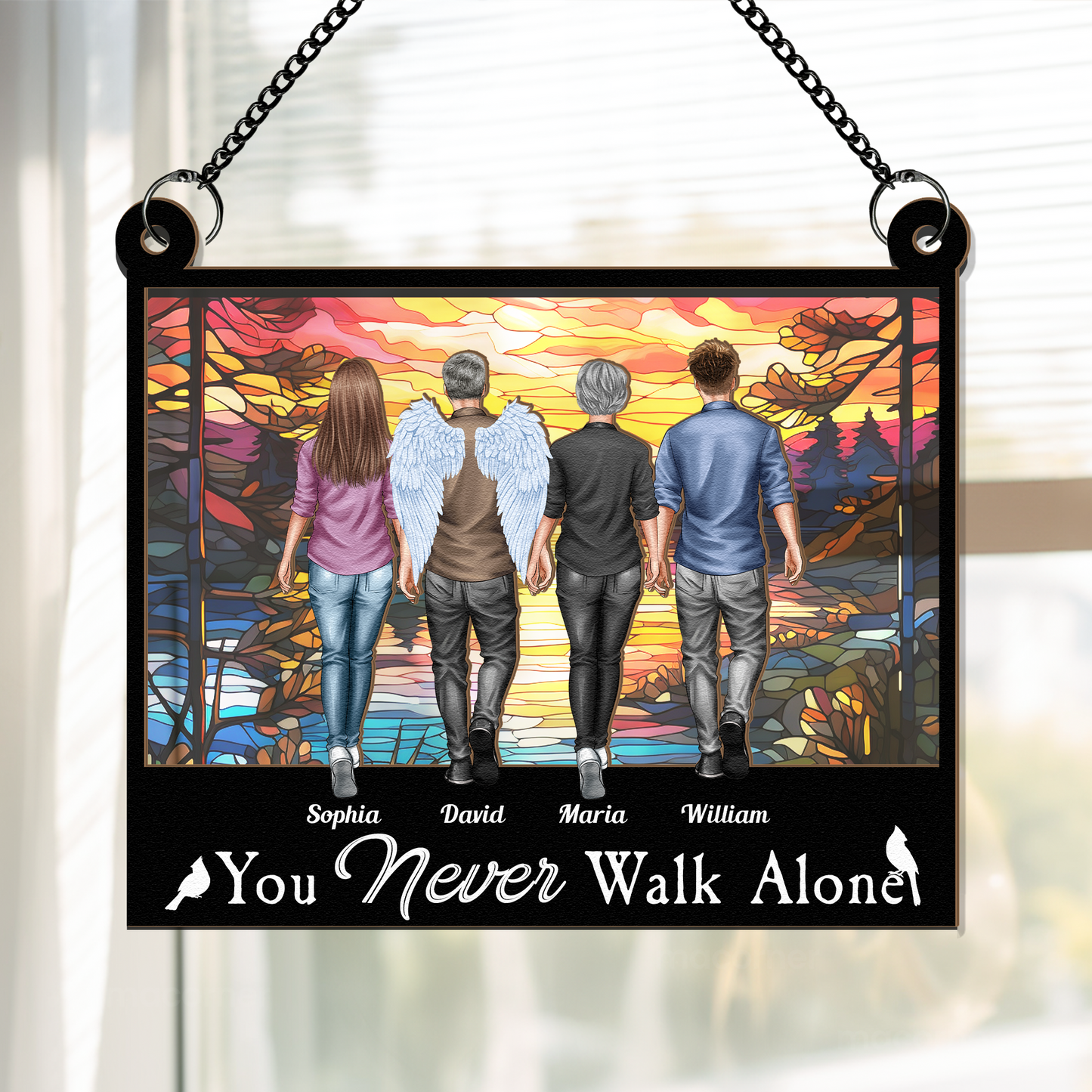 Personalized Memorial For Loved One Suncatcher: "You Never Walk Alone" Family Keepsake
