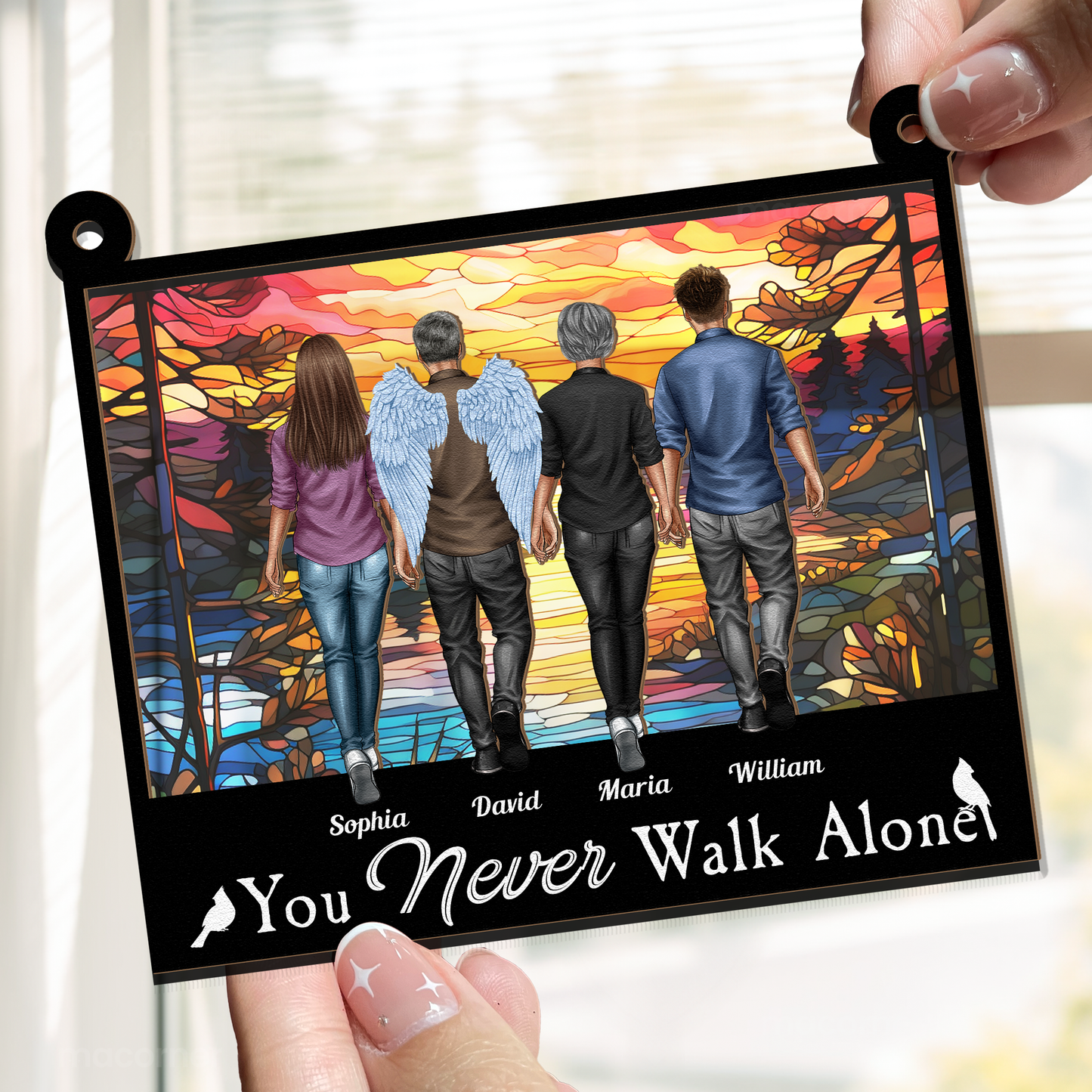 Personalized Memorial For Loved One Suncatcher: "You Never Walk Alone" Family Keepsake
