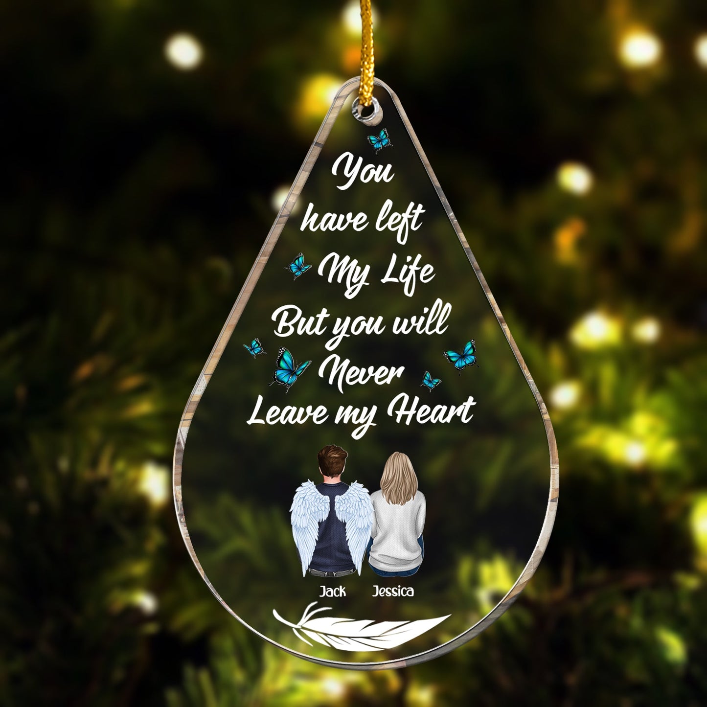Personalized Memorial For Loved One Ornament for Couples - 'You'll Never Leave My Heart' Keepsake