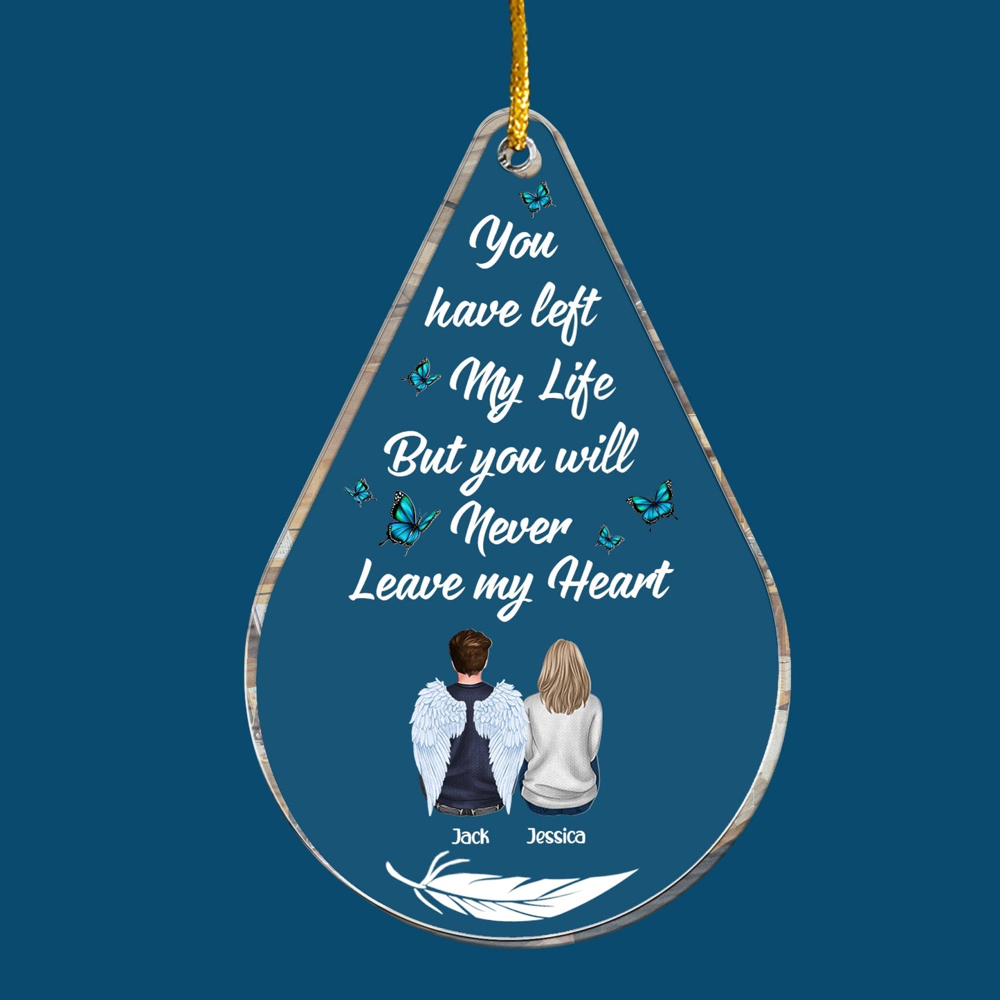 Personalized Memorial For Loved One Ornament for Couples - 'You'll Never Leave My Heart' Keepsake