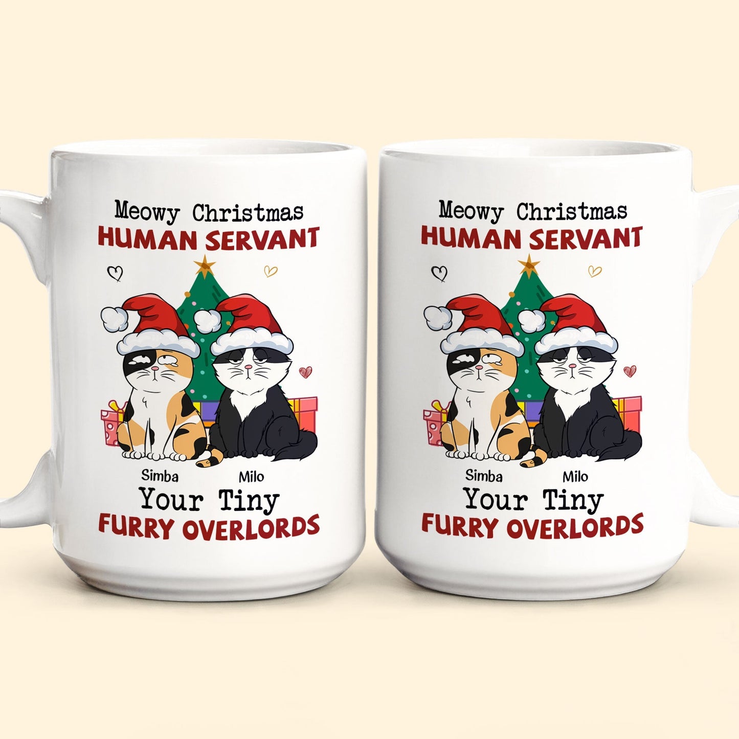 Personalized "Meowy Christmas Human Servant" Funny Cat Lover Mug