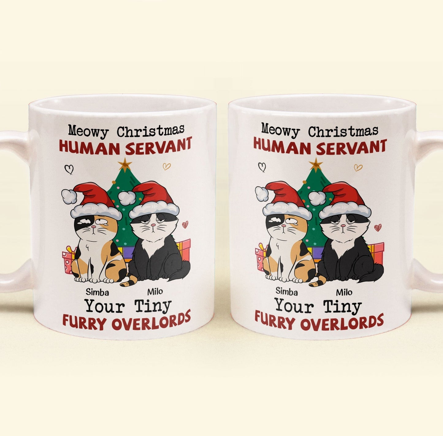 Personalized "Meowy Christmas Human Servant" Funny Cat Lover Mug