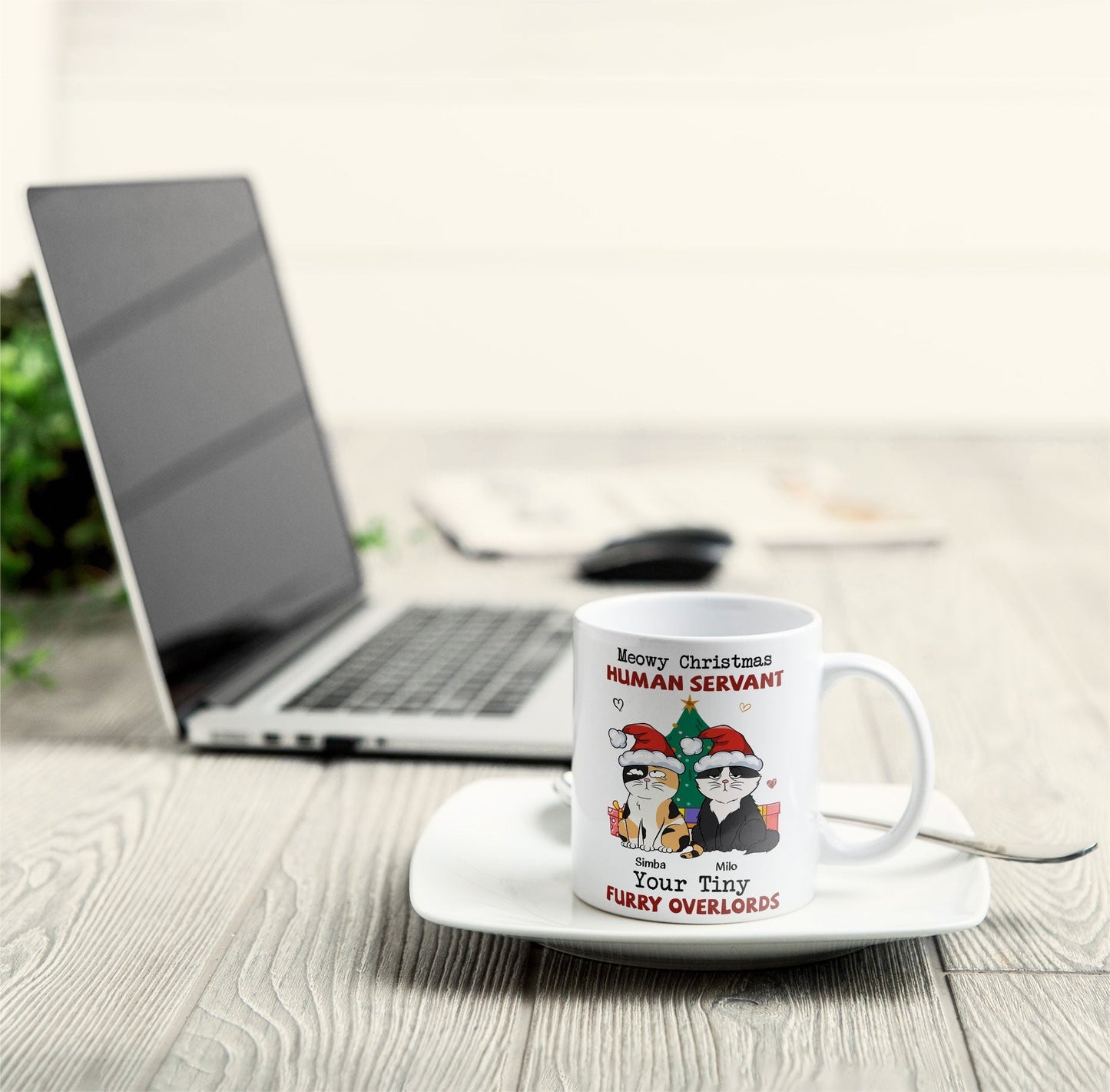 Personalized "Meowy Christmas Human Servant" Funny Cat Lover Mug