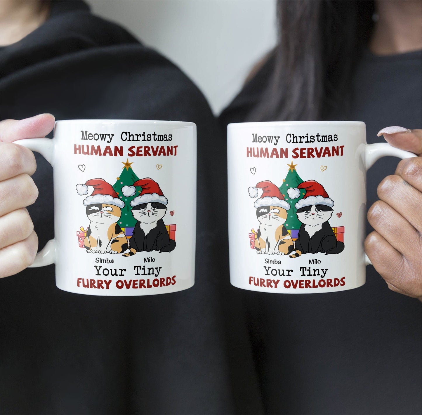 Personalized "Meowy Christmas Human Servant" Funny Cat Lover Mug