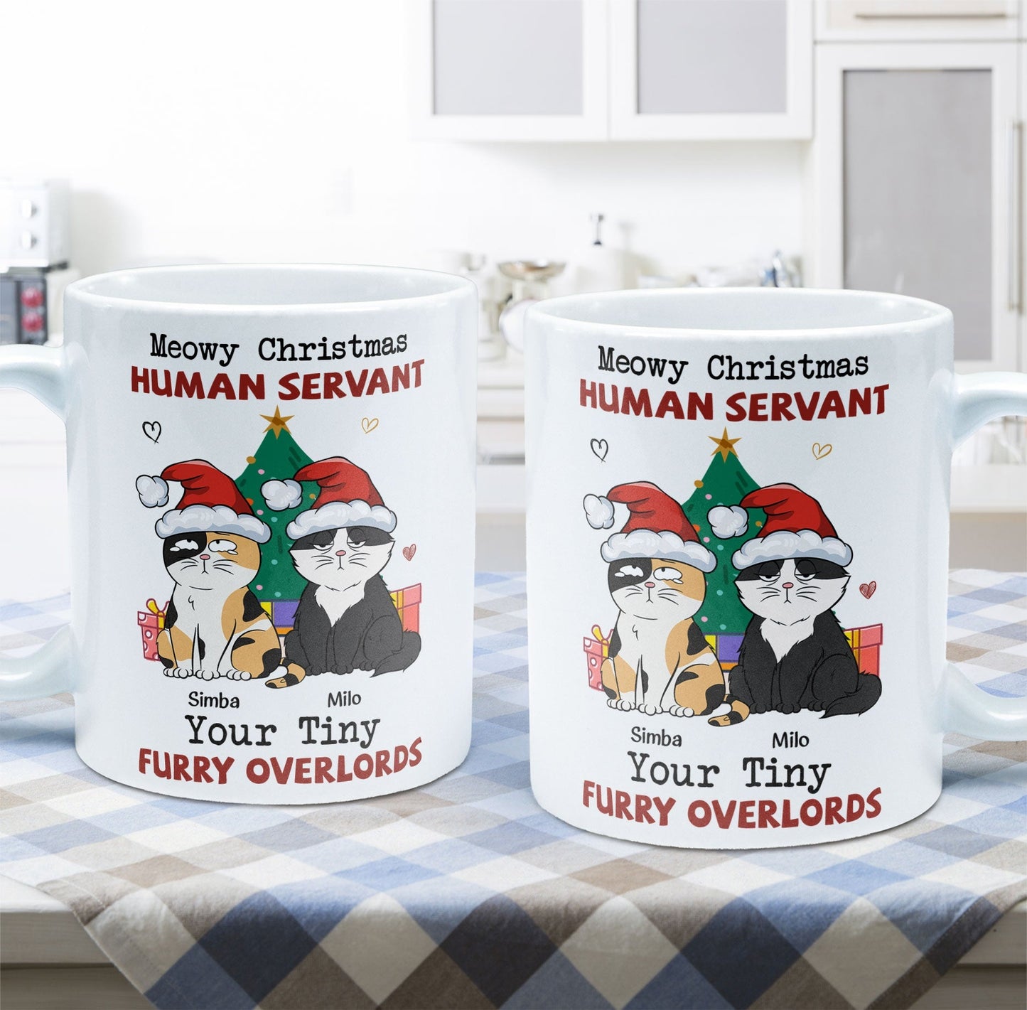Personalized "Meowy Christmas Human Servant" Funny Cat Lover Mug
