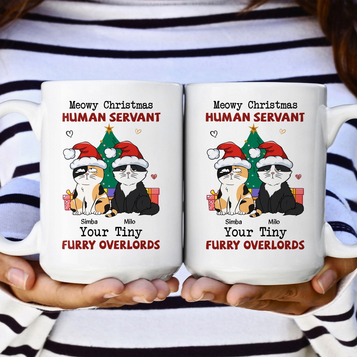 Personalized "Meowy Christmas Human Servant" Funny Cat Lover Mug