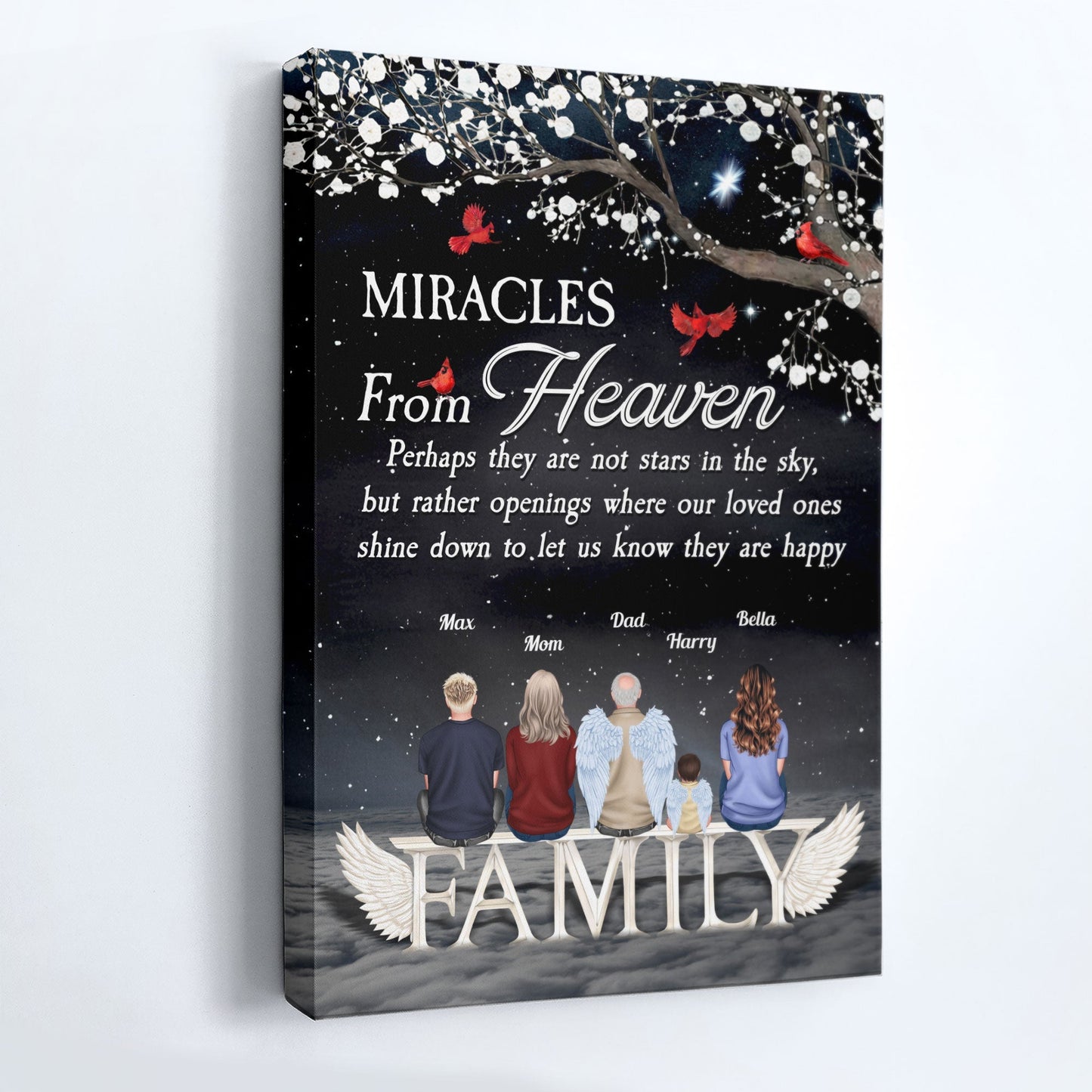 Heartfelt Custom Memorial For Loved One Canvas: 'Miracles From Heaven' Family Art