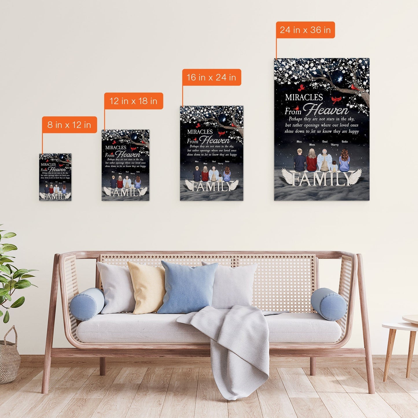 Heartfelt Custom Memorial For Loved One Canvas: 'Miracles From Heaven' Family Art