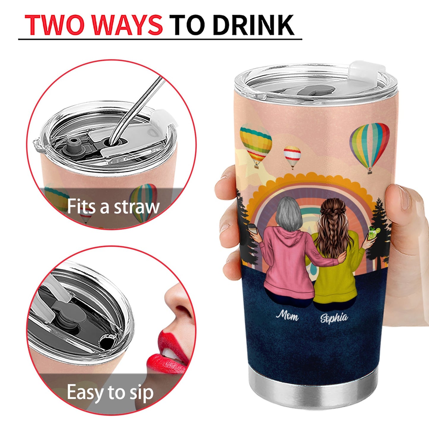 Personalized Mother Daughter Tumbler - "Forever Linked Together" Gift