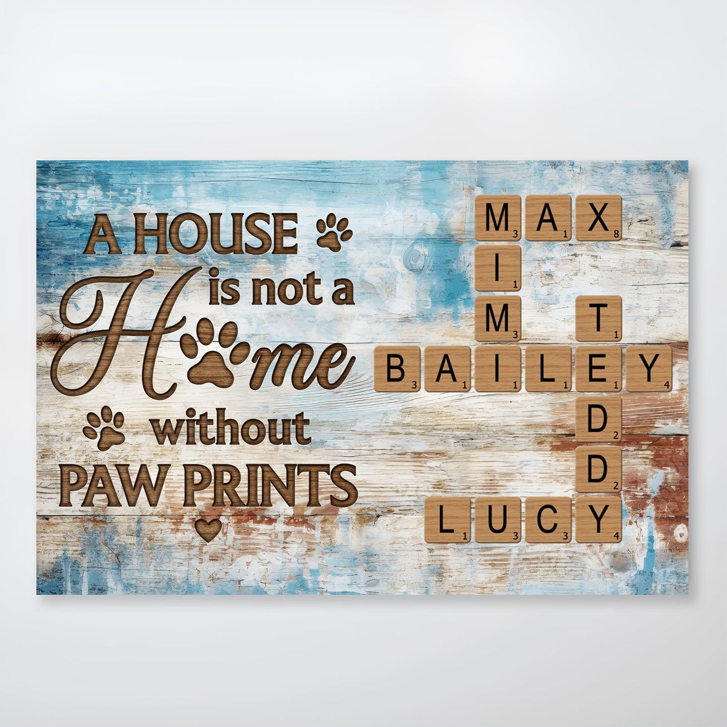 Custom Pet Lover Canvas: Paw Prints Home Sign with Personalized Names