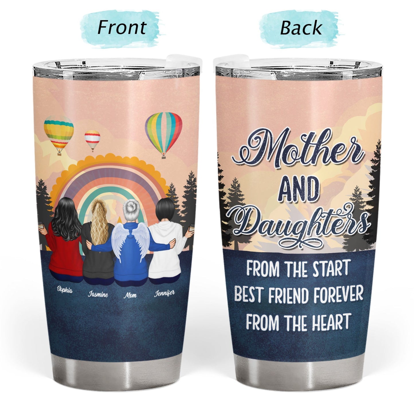 Personalized Mother Daughter Tumbler - "Forever Linked Together" Gift