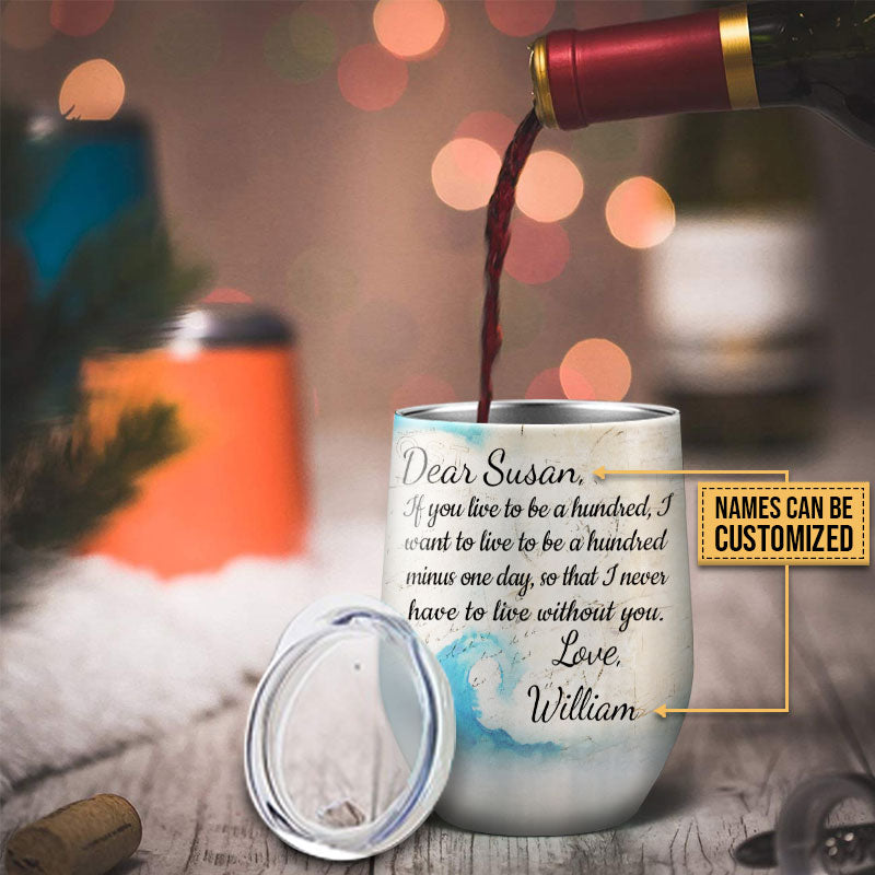 Heartfelt Personalized "A Hundred Minus One Day" Couples Beach Wine Tumbler