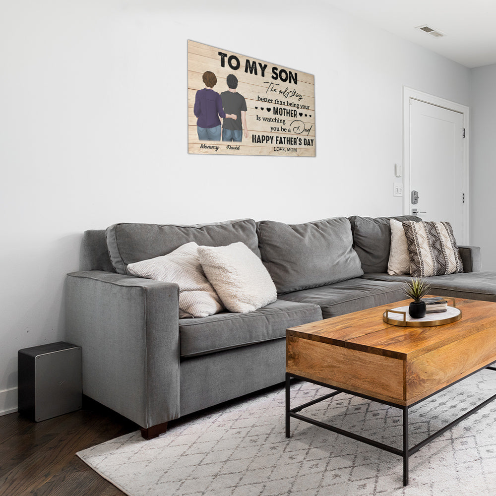 Custom 'Watching You Be A Dad' Canvas – Mother to Son Father's Day Gift