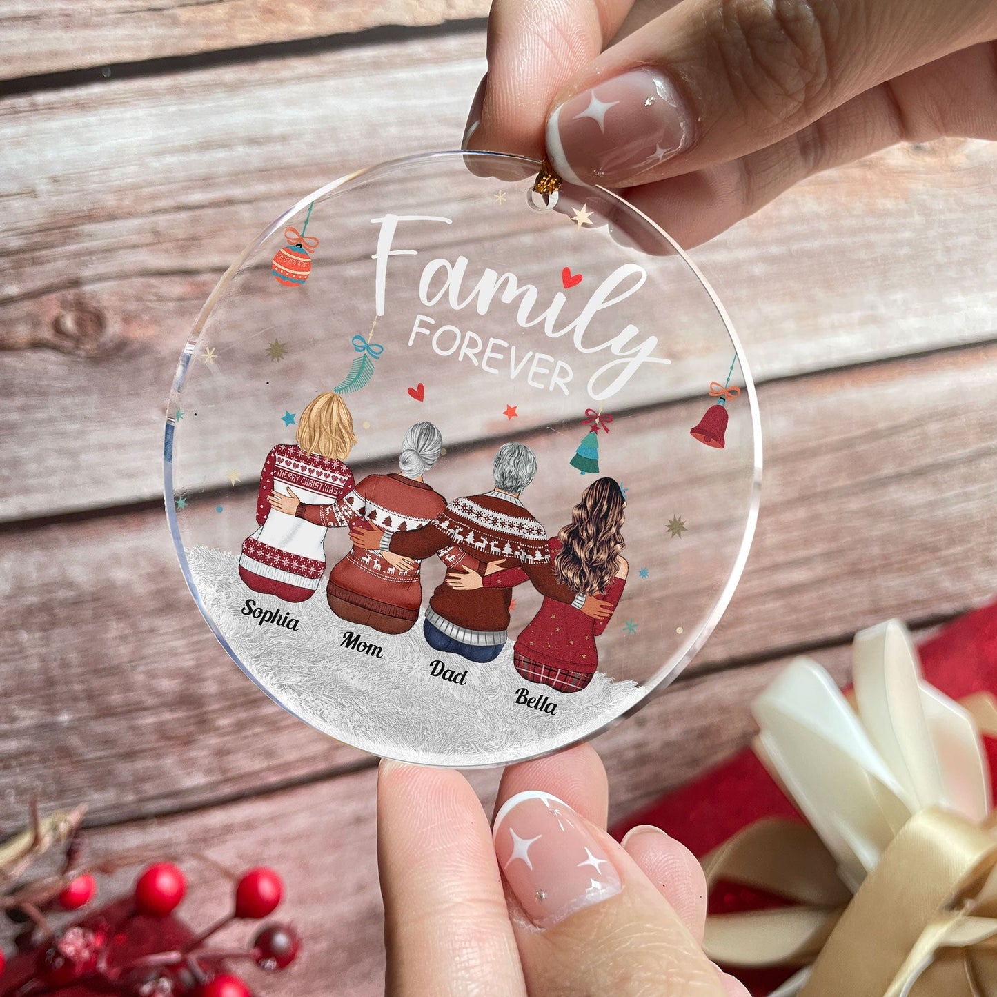 Heartfelt Personalized 'Family FOREVER' Christmas Ornament Gift