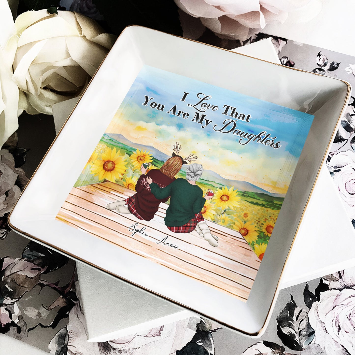 Heartfelt Personalized Daughters Jewelry Dish - 'Never Forget That I Love You Forever'