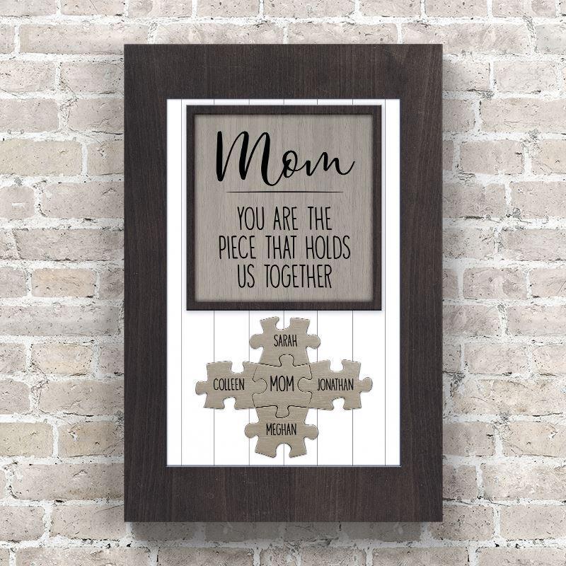 Personalized Dad/Mom You Are the Piece that Holds Us Together Puzzle Sign Canvas Wall Art -  - Lazerworx