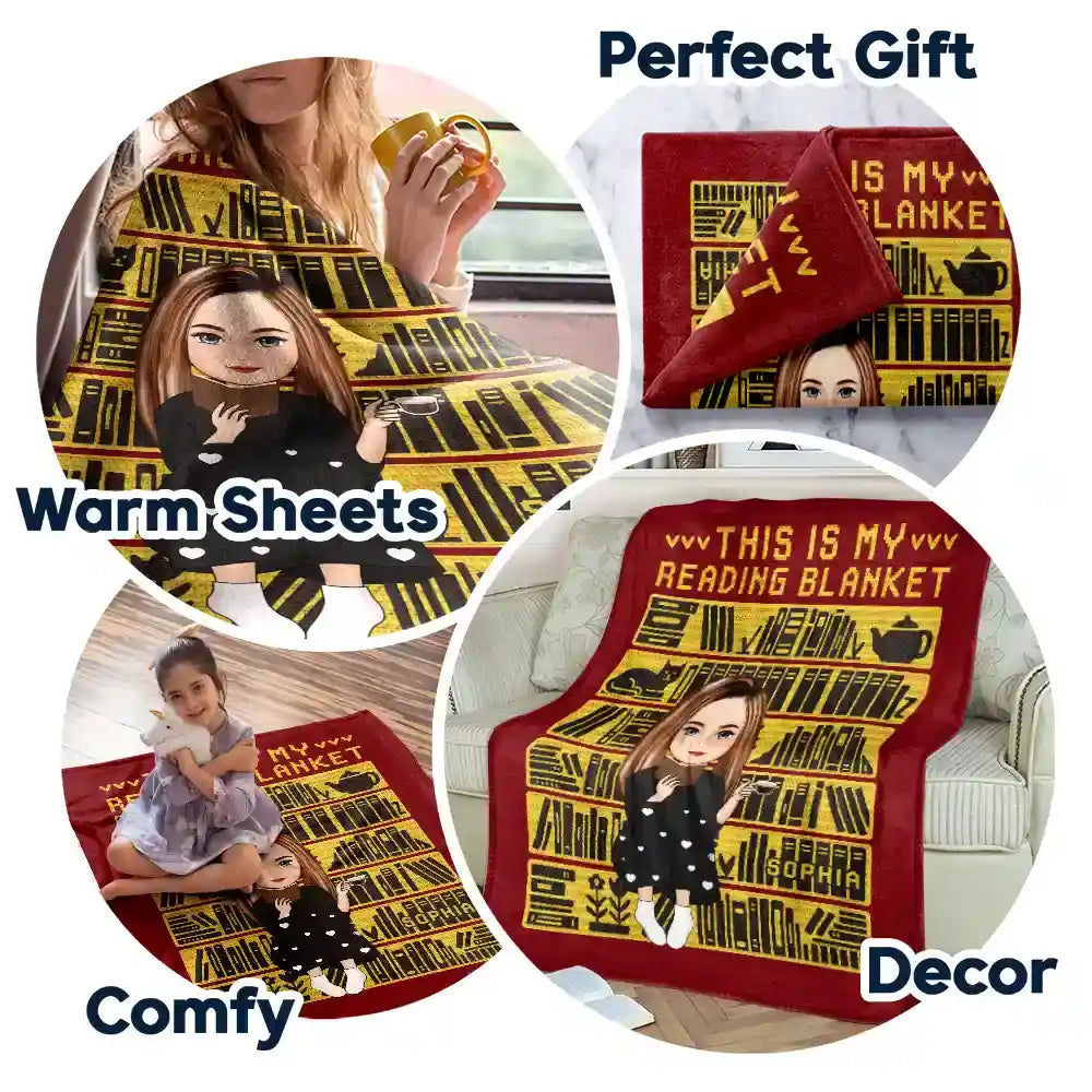 Reading, Gift For Yourself, Happy - Mosaic Crochet Pattern Inspired This Is My Reading Blanket - Personalized Fleece Blanket, Sherpa Blanket