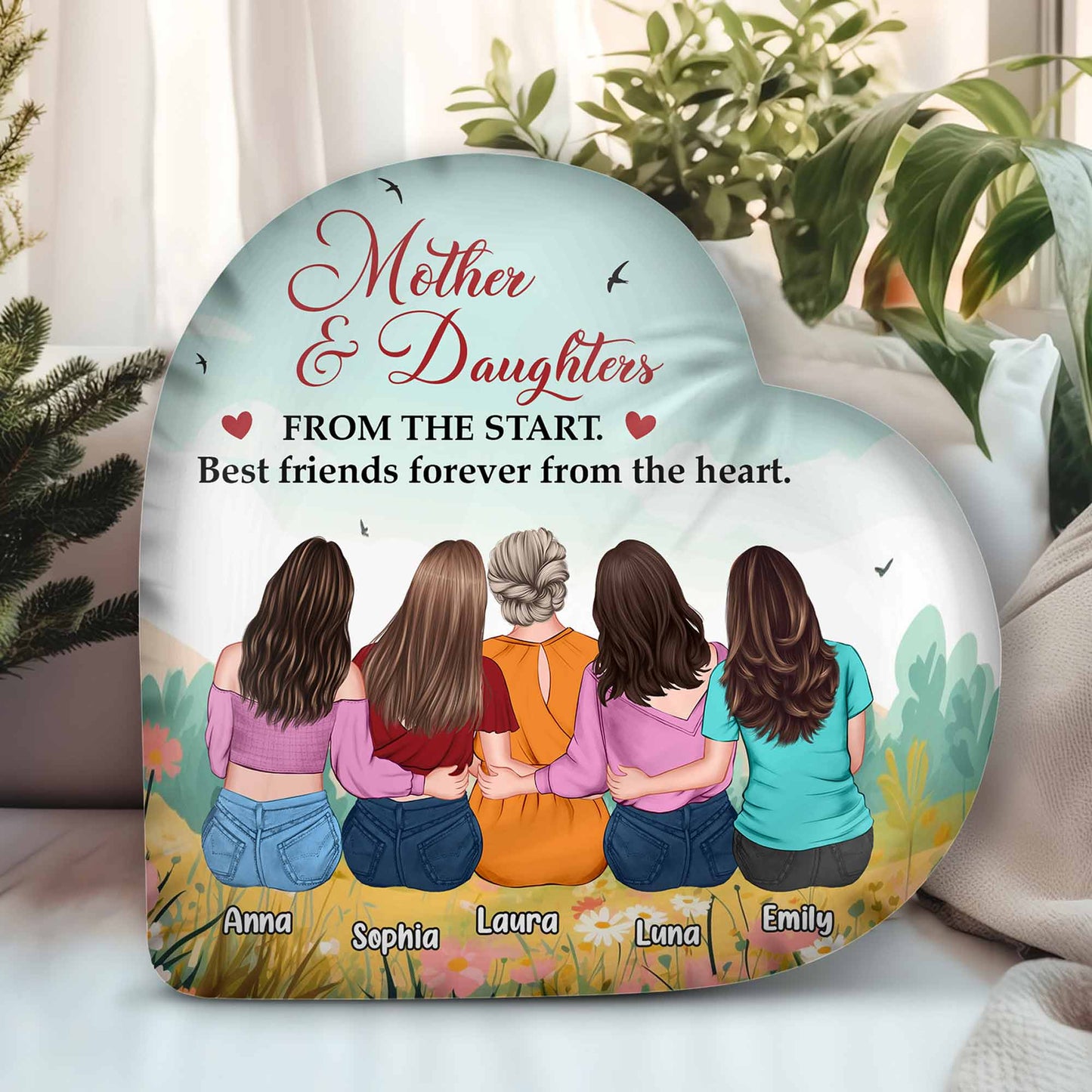 Personalized Mother Daughters Pillow: Best Friends Forever Heart Keepsake