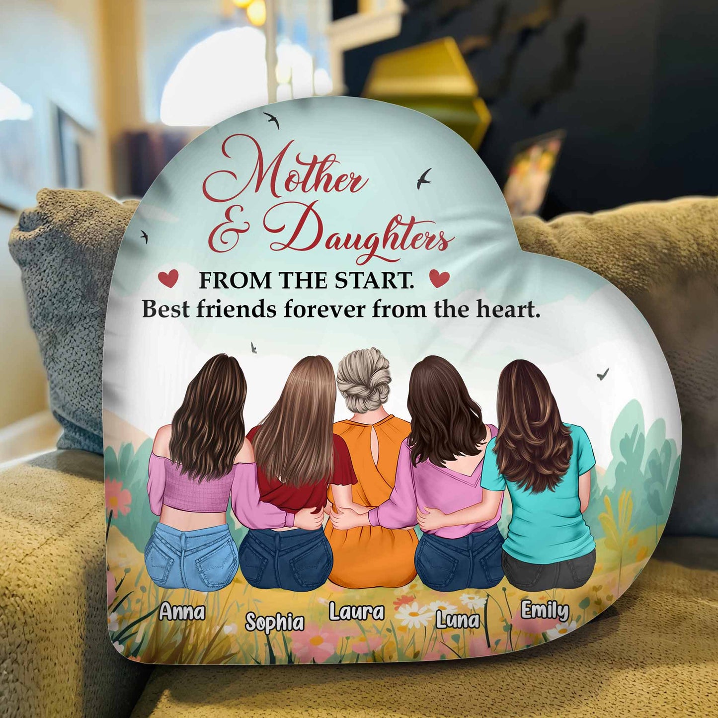 Personalized Mother Daughters Pillow: Best Friends Forever Heart Keepsake