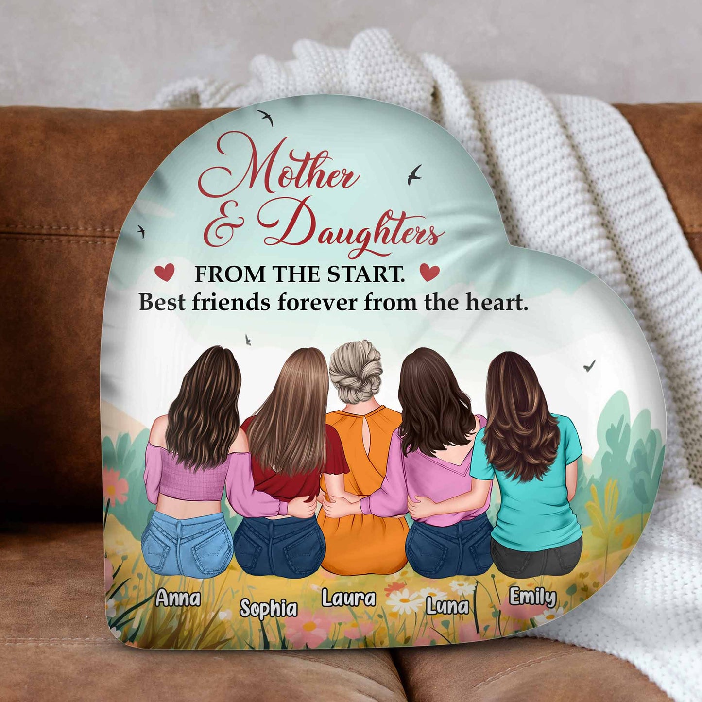 Personalized Mother Daughters Pillow: Best Friends Forever Heart Keepsake