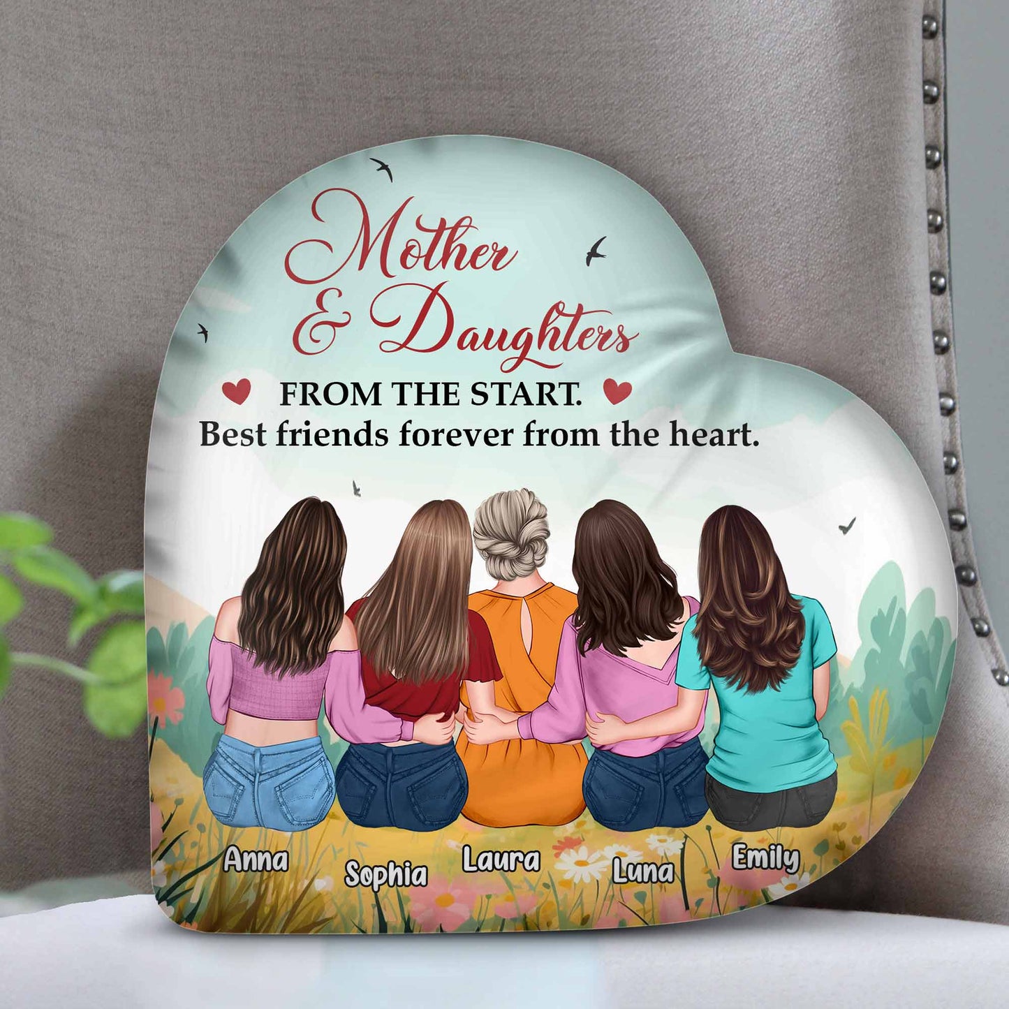 Personalized Mother Daughters Pillow: Best Friends Forever Heart Keepsake