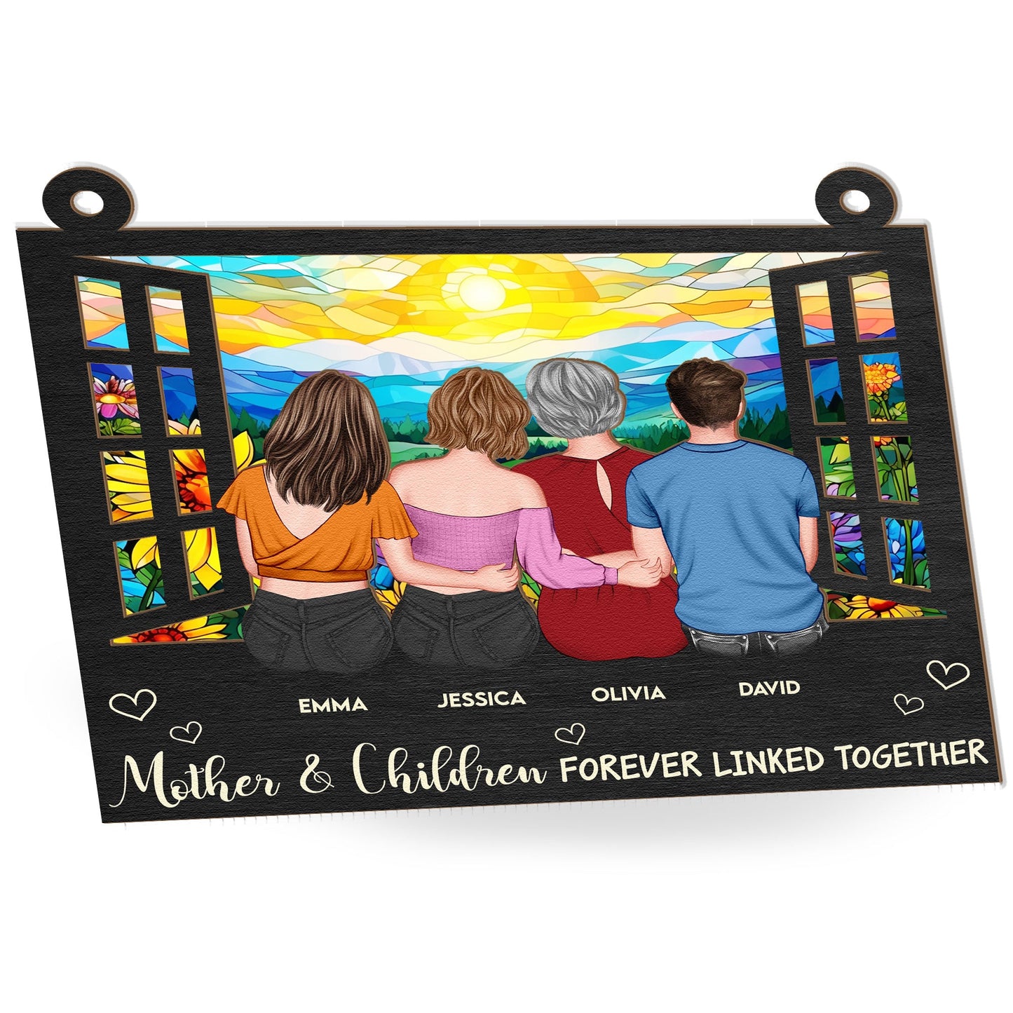 Personalized Mother & Children Suncatcher Ornament: Forever Linked Together