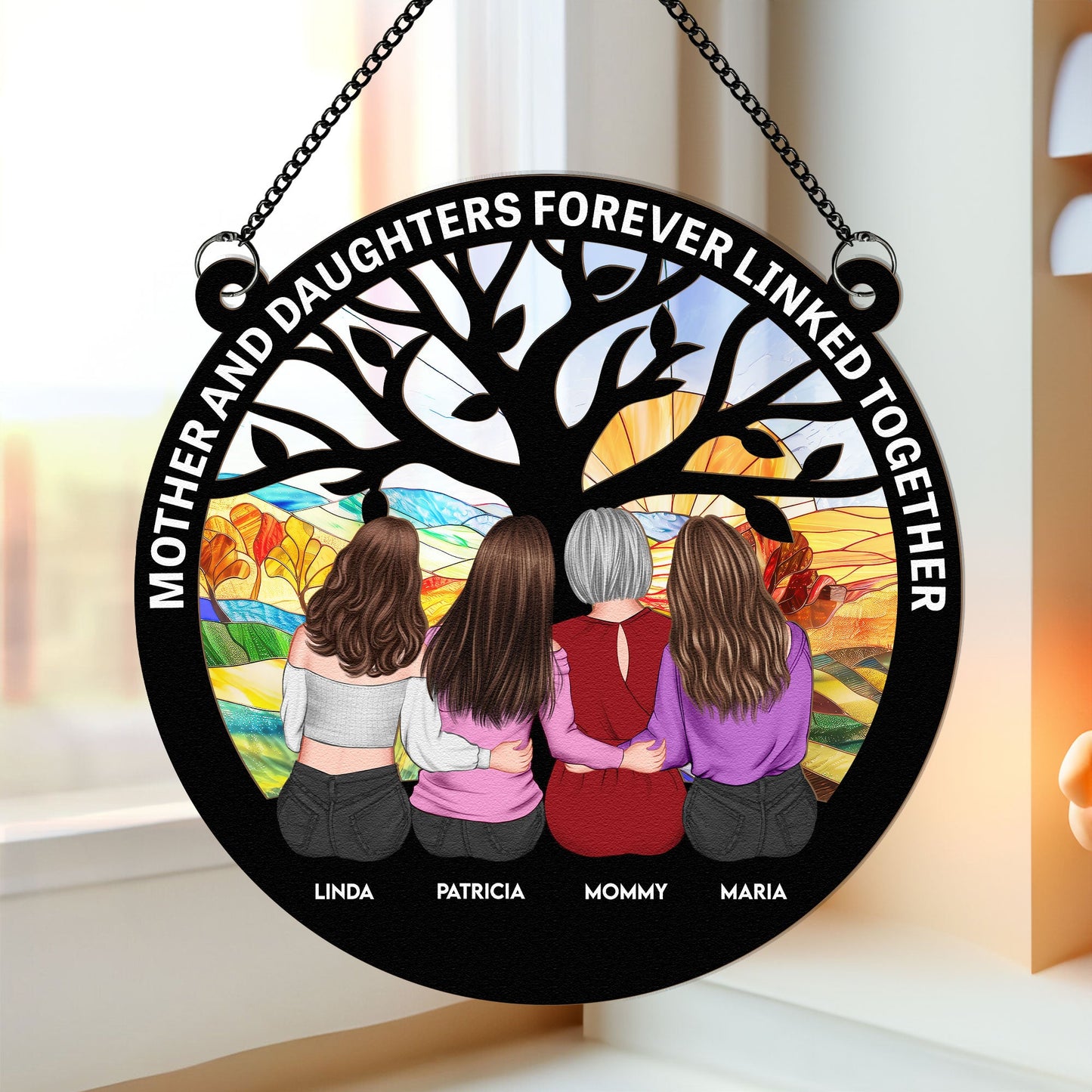 Personalized Mother & Daughters Forever Linked Suncatcher Ornament Gift