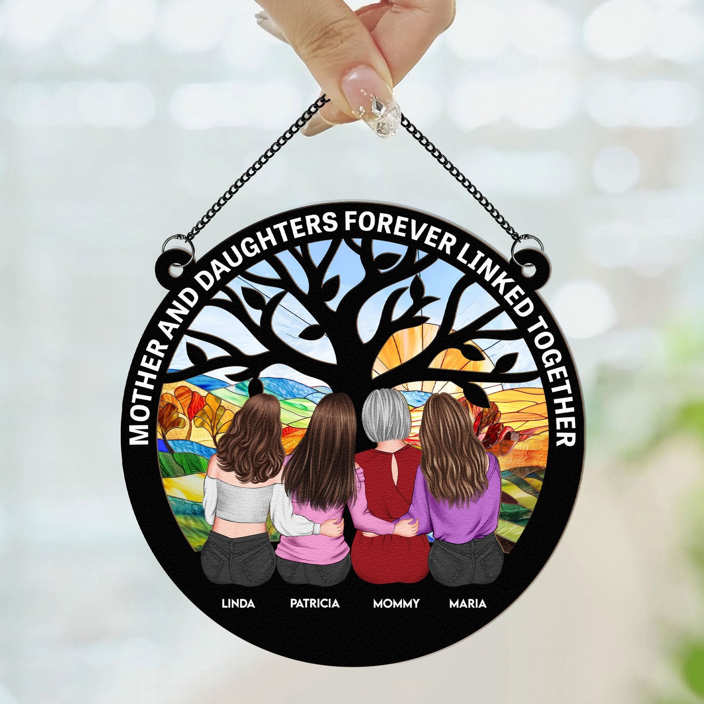 Personalized Mother & Daughters Forever Linked Suncatcher Ornament Gift