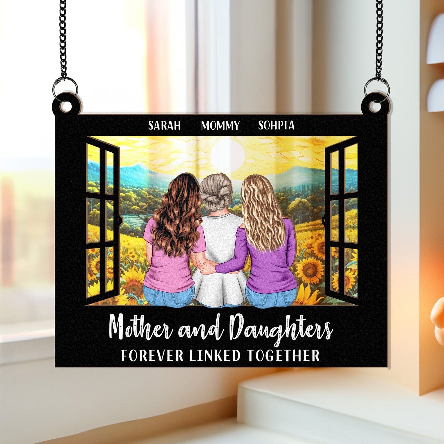 Mother & Daughters Unbreakable Bond - Personalized Window Hanging Suncatcher Ornament