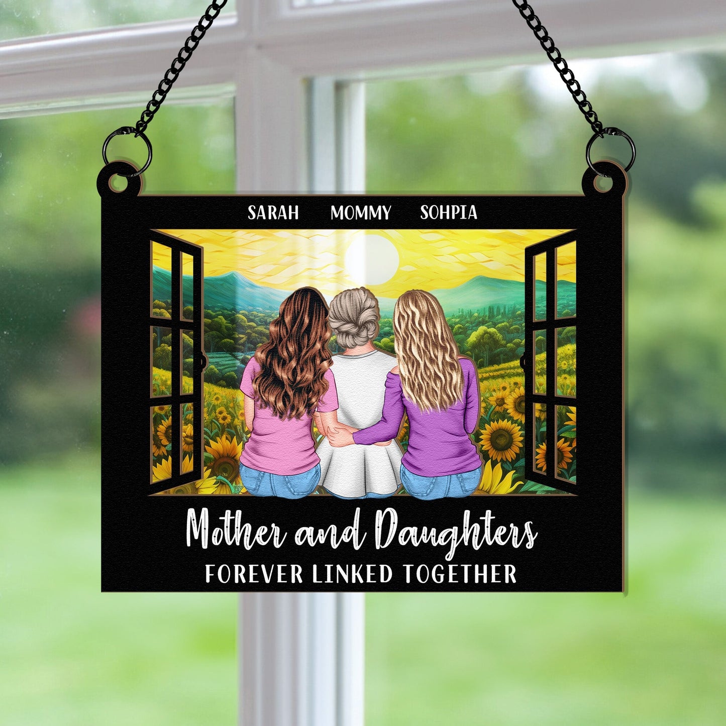 Mother & Daughters Unbreakable Bond - Personalized Window Hanging Suncatcher Ornament
