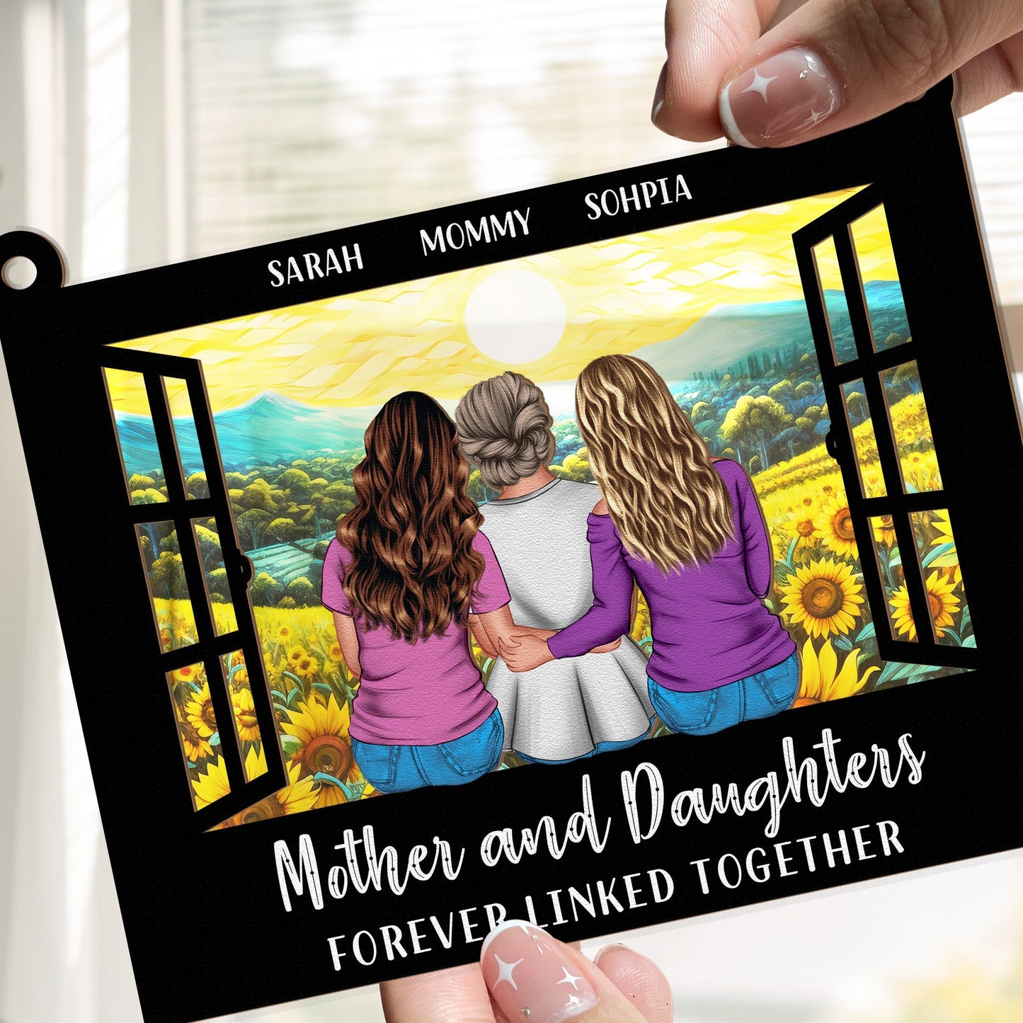 Mother & Daughters Unbreakable Bond - Personalized Window Hanging Suncatcher Ornament